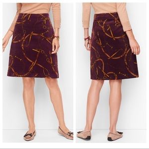 TALBOTS CORDUROY A-LINE SKIRT EQUESTRIAN PRINT SIZE 6 PETITE